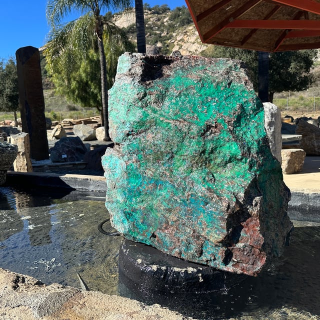 Kino Blue Natural Boulder Fountain displayed at landscape rock store