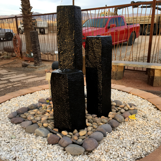 Faux Basalt Cafe Fountain installed in display at rock yard