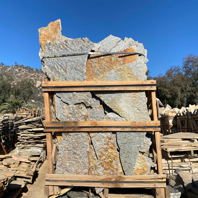 Indian Rust Flagstone Natural Patio Pavers in bulk at rock yard