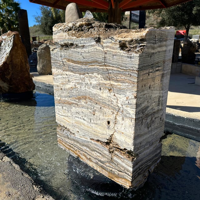Black Canyon Onyx Cut Fountain displayed at landscape rock yard