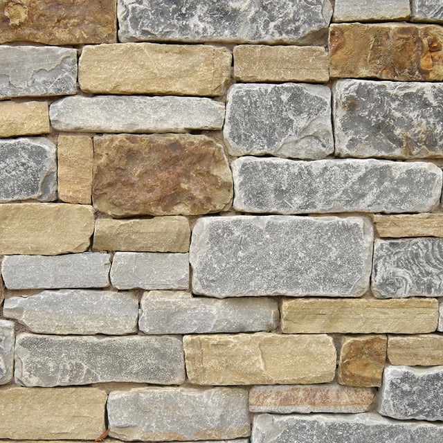 Woodland Stream Stone Veneer Natural Ledgestone on rock wall project
