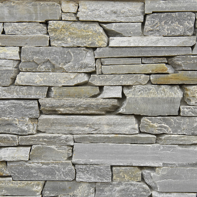 Silver Quartzite​ Stone Veneer Natural Ledgestone on rock wall project